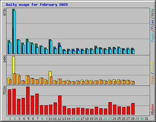 Daily usage for February 2025