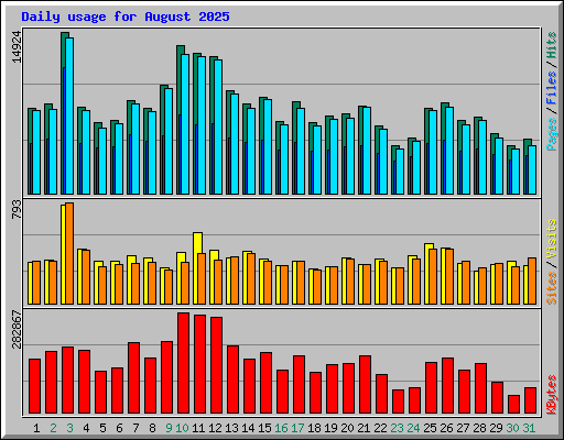 Daily usage for August 2025