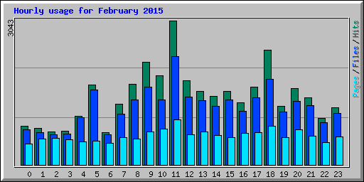 Hourly usage for February 2015