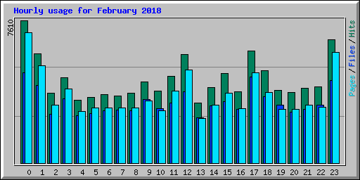 Hourly usage for February 2018